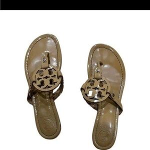 Tory Burch Tan Thong Sandals with Medallion